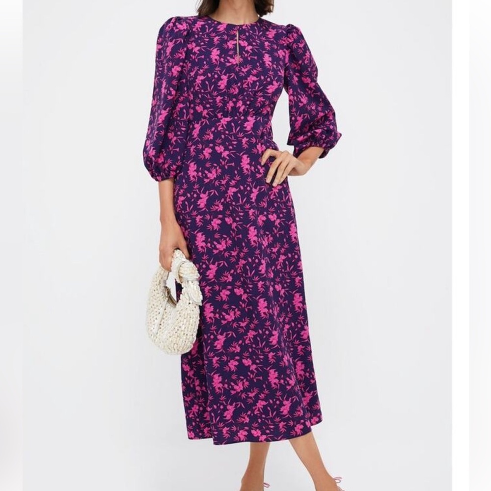 NWT HYACINTH HOUSE Navy & Fuchsia Floral Norma Maxi Dress Size Medium - Picture 3 of 10